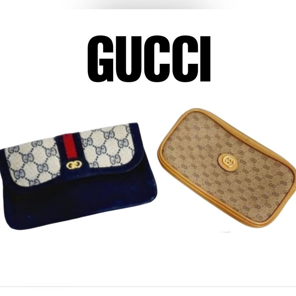 2 Authentic Vintage gucci 80s rare pouches bags clutches pieces
